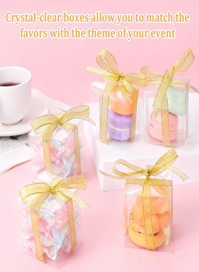 SHENLIU 200 Pack Clear Favor Boxes with Ribbons, 2 x 2 x 2Inches Mini Transparent Cube Treat Boxes Small Candy Containers Plastic Gift Box for Macaron, Wedding, Baby Shower, Birthday, Party Favors - Image 3